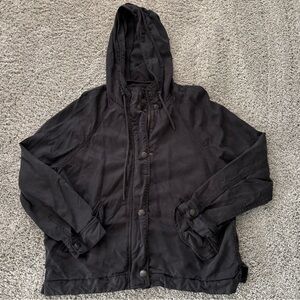 American Eagle Women’s Black Soft Jean Hooded Zip Up Jacket Size S